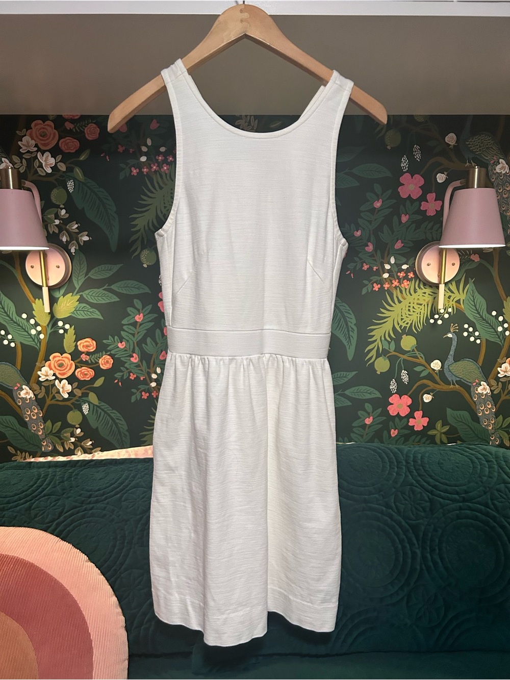 Madewell White Pierside Zip Back Sleeveless Dress Sz XS Fit Flare Pockets
